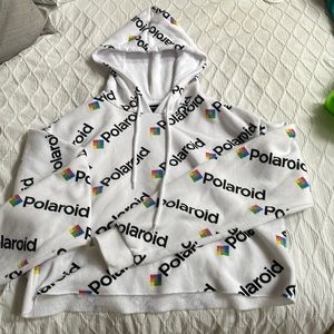 Cropped White Polaroid Sweatshirt